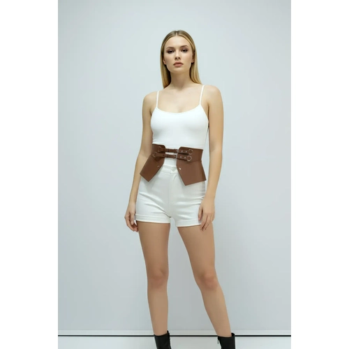 Taba Kad�n Kemer Suni Deri �ift Tokal� Kal�n Kemer - APFT611