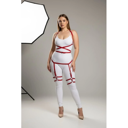 B�y�k Beden K�rm�z� Kad�n Jartiyer Harness Deri Fantazi V�cut Tak�m� - APFT274
