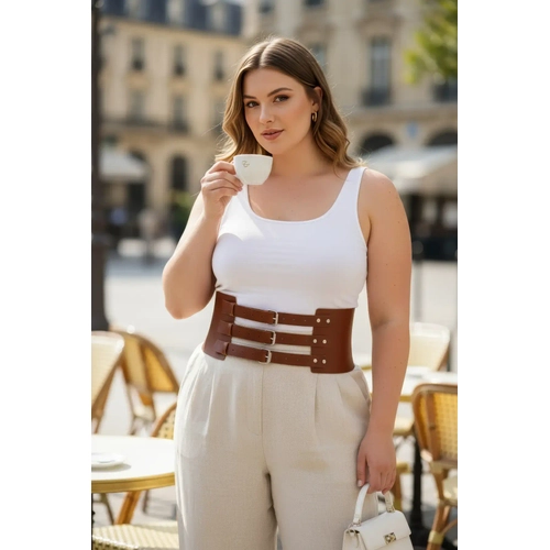 B�y�k Beden Taba Kad�n Kemer �� Tokal� Korse Stil Bel Vurgulay�c� - APFT624