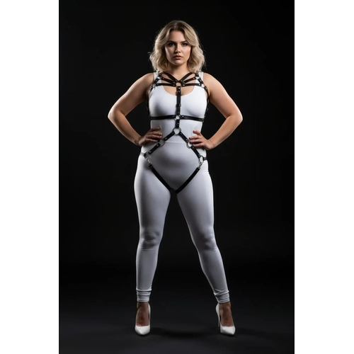 B�y�k Beden Siyah Kad�n Harness Tak�m Halka Detayl� Fantezi - APFT453