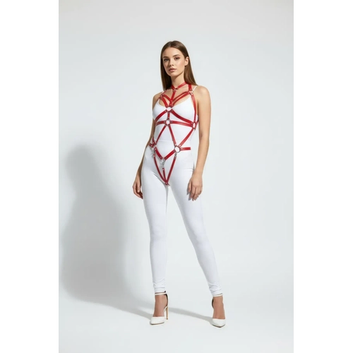 K�rm�z� Body Harness Deri Metal Halka Detayl� - APFT316