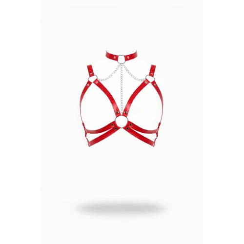 K�rm�z� G���s Harness Deri Zincir Detayl� - APFT797