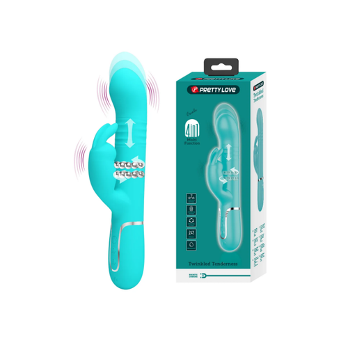 Multifonsiyonlu Oynarbal 7 titreimli Rabbit Vibratr Turkuaz