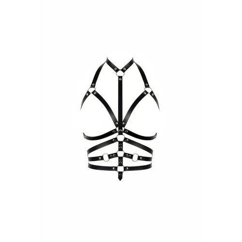 Siyah G���s Harness Suni Deri Halka Detayl� V�cut Aksesuar� - APFT24
