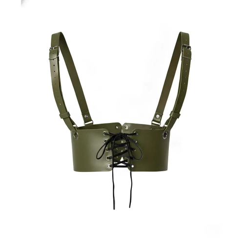 Haki Deri Kad�n Elbise Kemeri, Omuzdan Ask�l� Elbise Kemeri - APFT1429