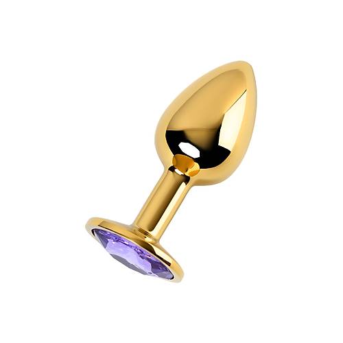 Metal by TOYFA  Anal Plug, Metal, altn, mor kristalli, 7 cm,  2,8 cm, 50 g