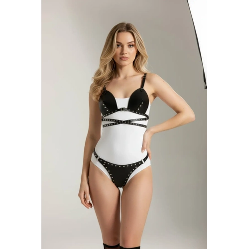 Siyah Harness Tak�m Z�mbal� Deri Bralet Detayl� - APFT849