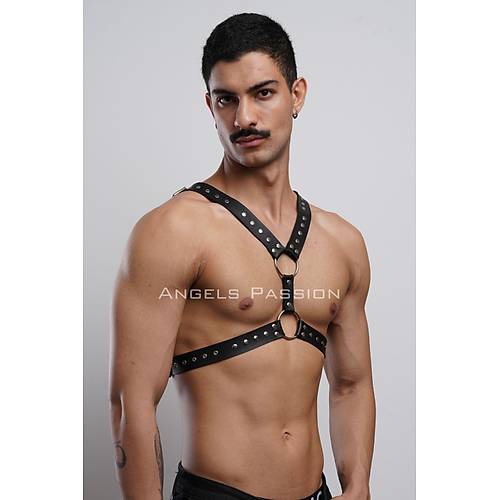 Perçin Detaylı Erkek Göğüs Harness, Erkek Parti Giyim - APFTM179