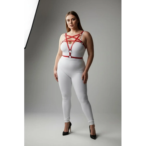 B�y�k Beden K�rm�z� Kad�n Deri Harness Tak�m Halka Detayl� Fantezi Aksesuar - APFT821