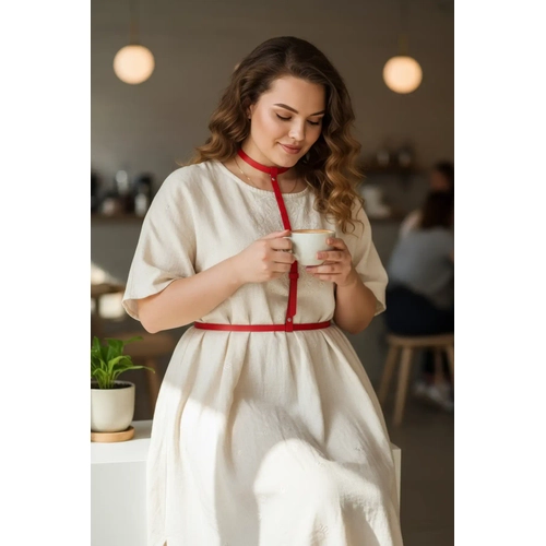 B�y�k Beden K�rm�z� Kad�n Kemer, �ddial� Deri Harness V�cut Aksesuar� - APFT188