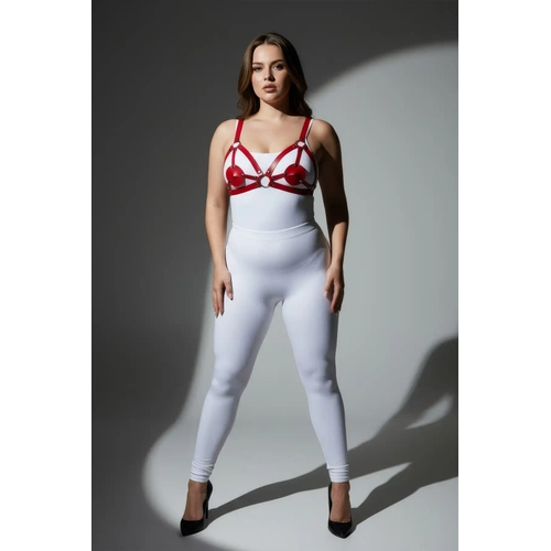 B�y�k Beden K�rm�z� Kad�n Harness Tak�m Deri Halka Detayl� Fantezi Aksesuar - APFT112