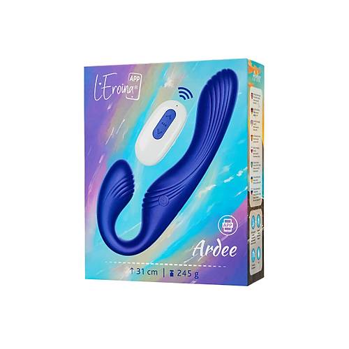 LEroina APP Ardee Kaysz Strap-On  Uygulama ve Kumanda Kontroll, Silikon, Mavi, 31 cm