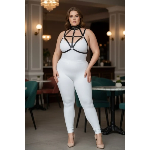 B�y�k Beden Siyah Kad�n Harness Tak�m Lastik Boyun Detayl� Fantazi Aksesuar - APFT118