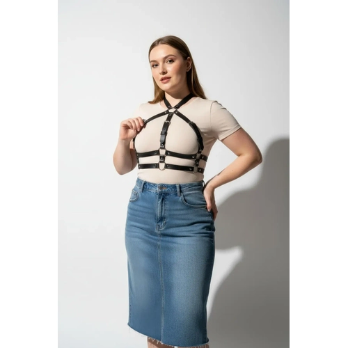 B�y�k Beden Siyah Kad�n Kemer Ayarlanabilir Deri Harness V�cut Aksesuar� - APFT218