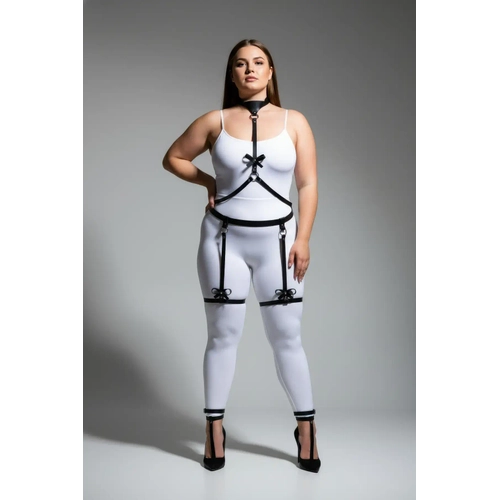 B�y�k Beden Siyah Kad�n Jartiyer Harness Fiyonk Detayl� Fantazi V�cut Aksesuar� - APFT276