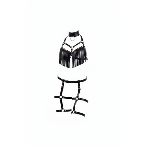 Siyah Harness Tak�m P�sk�ll� Z�mba Detayl� - APFT715