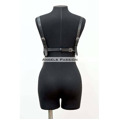 Zincir Detayl k Deri Gs Harness, Bstiyer Harness, Deri Gs Harness- APFT1399