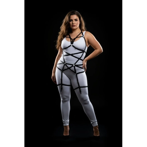 B�y�k Beden Siyah Kad�n Lastik Harness Tak�m Halka Detayl� V�cut Aksesuar� - APFT348