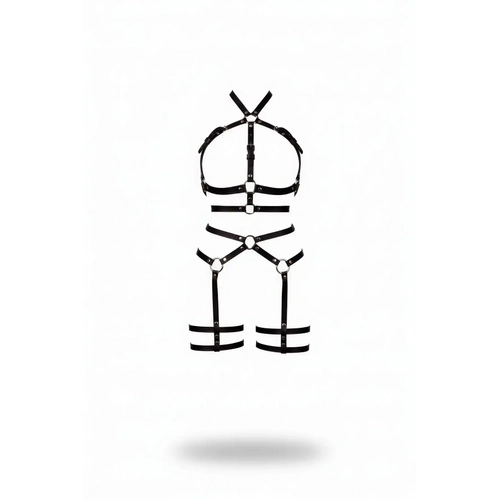 Siyah Harness Tak�m Deri Bantl� Metal Halka Detayl� - APFT598