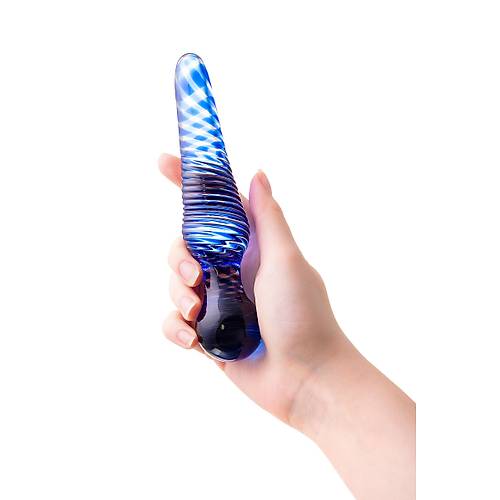 ift tarafl yapay penis Sexus Glass, cam, mavi, 17 cm