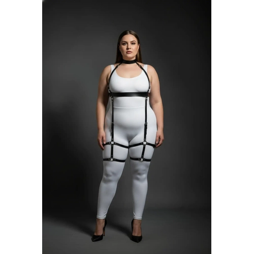 B�y�k Beden Siyah Kad�n Deri Full Body Harness Tak�m ��k V�cut Aksesuar� - APFT864