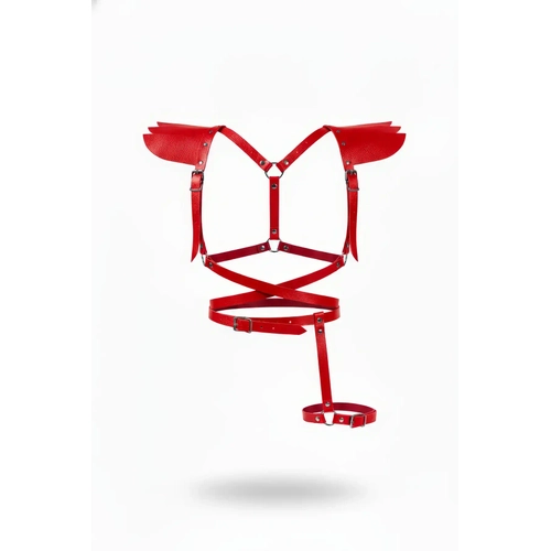 K�rm�z� Kad�n Kemer Deri Omuz Detayl� V�cut Harness Aksesuar� - APFT740