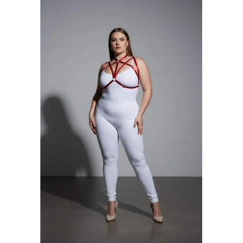 B�y�k Beden K�rm�z� Kad�n Harness Tak�m Halka Detayl� Lastik Fantezi Aksesuar - APFT166