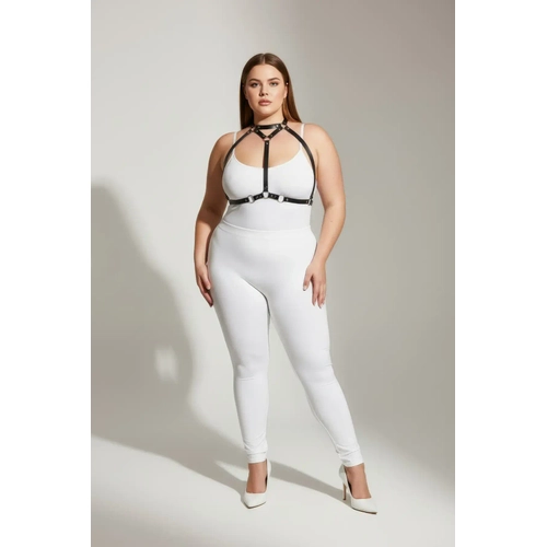 B�y�k Beden Siyah Kad�n Deri Harness Tak�m Halka Detayl� Kombin Aksesuar� - APFT245