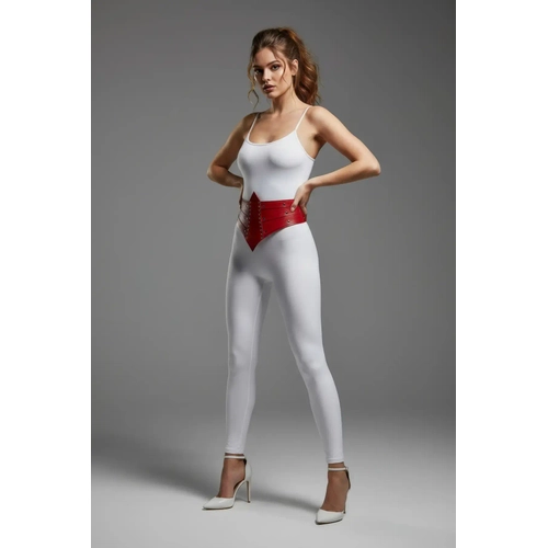 K�rm�z� Kad�n Kemer Kal�n Korse Detayl� Z�mbal� - APFT905