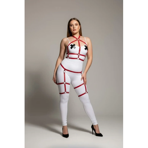 B�y�k Beden K�rm�z� Kad�n Jartiyer Harness Deri V�cut Aksesuar� Kombini - APFT272
