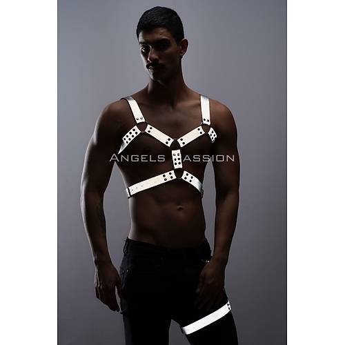 Reflektrl - Karanlkta Yansyan Erkek Gs ve Bacak Harness Takm - APFTM199