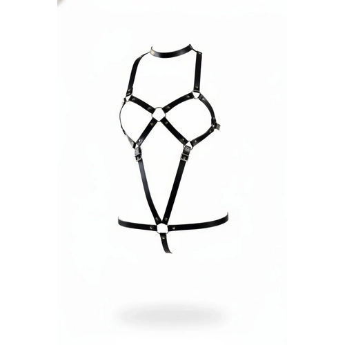Siyah Body Harness Choker Yaka O Halka Detayl� - APFT312