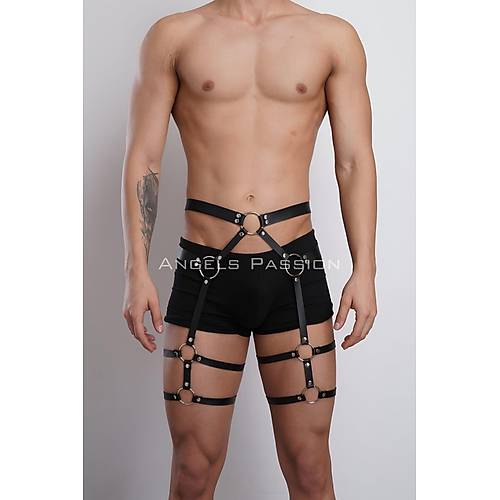 Deri Erkek Bacak Harness, Erkek Jartiyer, Erkek Fantezi Aksesuar - APFTM167