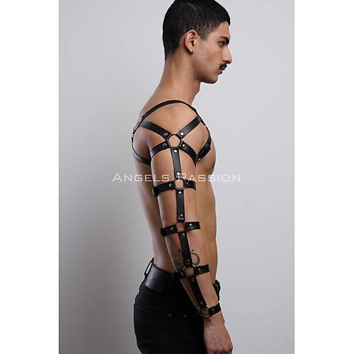 Erkek Deri Kol ve Gs Harness, Deri Fantazi Giyim - APFTM166