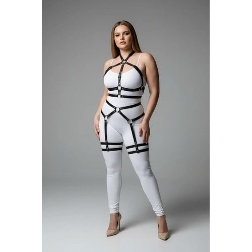 B�y�k Beden Siyah Kad�n Deri Jartiyer Harness Bel ve Bacak Detayl� ��k Aksesuar - APFT598