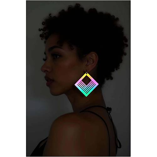 Rainbow Reflektrl Geometrik Kare Kpe, k Lazer Kesim Kpe - APBJ010