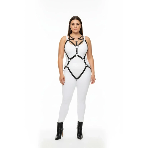 B�y�k Beden Siyah Kad�n Harness Tak�m Halka Detayl� Seksi Body - APFT706