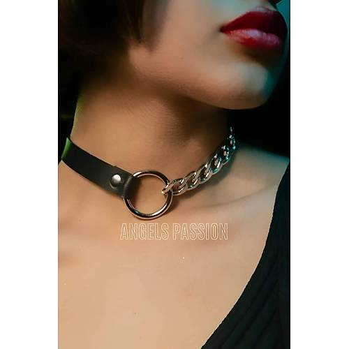 Zincirli Deri Choker, Zincir Detayl Seksi Choker - APFT590