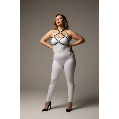 B�y�k Beden Siyah Kad�n Harness Halka Detayl� Deri G���s Aksesuar� - APFT263