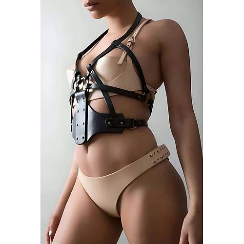 Fantezi Gs Harness, Seksi Bayan Deri  Giyim - APFT1146