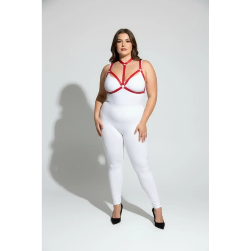 B�y�k Beden K�rm�z� Kad�n Harness Tak�m Halka Detayl� Lastik Fantezi Aksesuar - APFT93