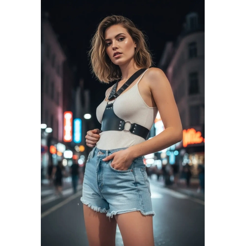 Siyah Kad�n Kemer Z�mba Detayl� V�cut Aksesuar� - APFT936