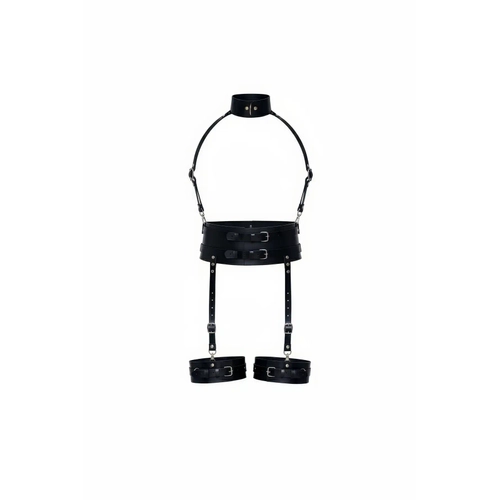 Siyah Harness Tak�m Geni� Bel Boyunluk Detayl� - APFT1031