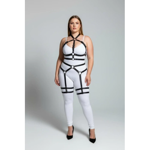 B�y�k Beden Siyah Kad�n Deri Jartiyer Harness Bel ve Bacak Detayl� ��k Aksesuar - APFT598