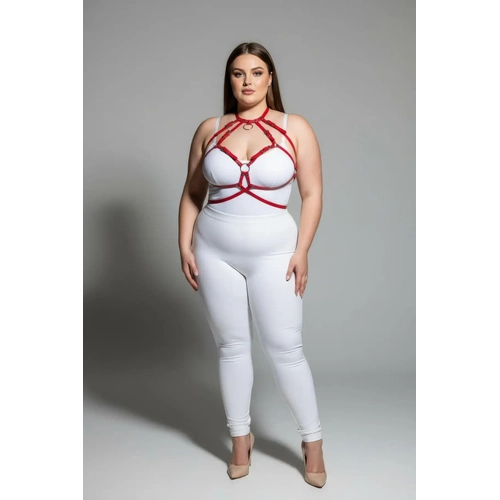 B�y�k Beden K�rm�z� Kad�n Deri Harness Tak�m Halka Detayl� G���s Aksesuar� - APFT330