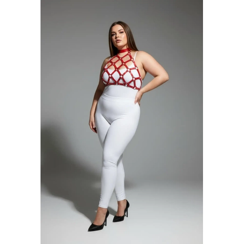 B�y�k Beden K�rm�z� Kad�n Deri Harness Tak�m �ivi Detayl� ��k Aksesuar - APFT443
