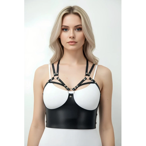 Siyah Kad�n Kemer Suni Deri Korse Detayl� V�cut Aksesuar� - APFT872