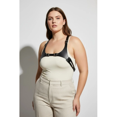 B�y�k Beden Siyah Kad�n Kemer Ayarlanabilir Deri Harness V�cut Aksesuar� - APFT1271