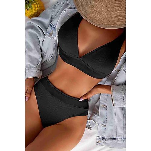 Angelsin Yksel Bel Bikini Takm Siyah