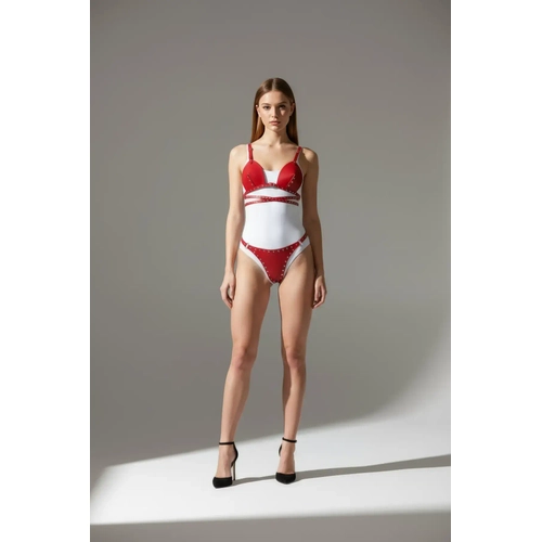 K�rm�z� Harness Tak�m Deri Z�mba Detayl� - APFT849